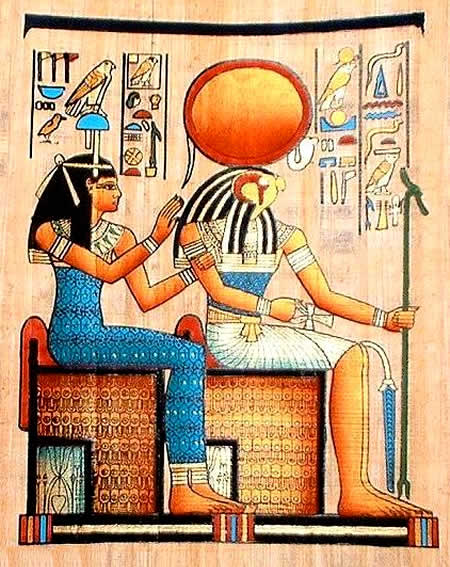 Папирус с изображением богини Аментет и бога Ра