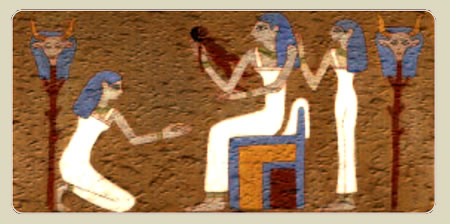 Реконструкция изображения на кирпиче рождения, найденном в Абидосе