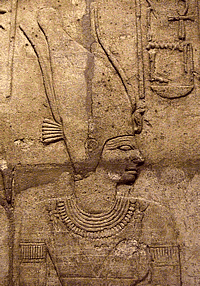 Рельеф с изображением Сатис когда-то украшал стены храма в городе Кава (ныне на территории Судана). XXV династия. Ашмола музей, Оксфорд 