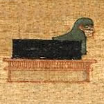 Изображение Месхенет в виде кирпича рождения с женской головой. Папирус. Британский музей.