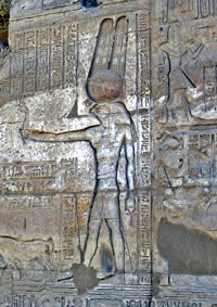 Бог Монту из храма в Тоде, построенном при фараоне Сенусерте I (XII династия)