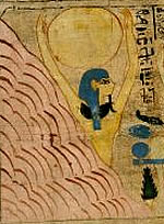 Солнце на водах Нуна. Фрагмент из Книги мервых Tentosorkon. Третий промежуточный период. Британский музей.