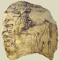 Рененутет кормит младенца. Рисунок на известняковом черепке. Период Нового царства. Музей Ашмола, Оксфорд