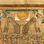 Акер - бог земли в виде львов. Папирус Ани. Британский музей
