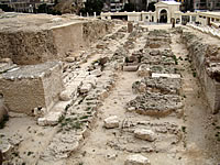 Раскопки фундамента храма Сераписа в Александрии